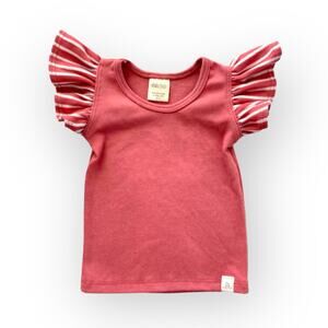 Lulu + Roo NWOT Flutter Sleeve Pink Shirt. 0-3 Months